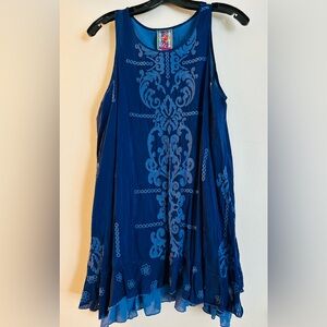 Johnny Was sleeveless tunic. Look at this beautiful bold blue !! Worn once